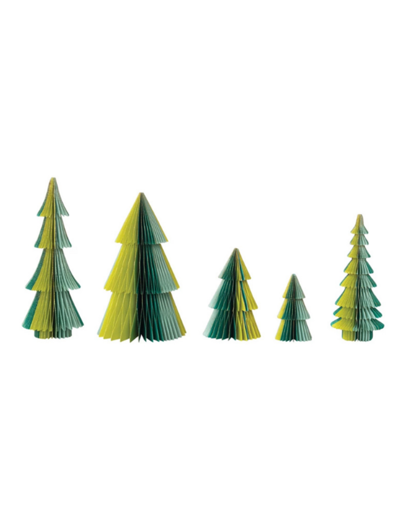 Creative Co-Op Set of 5 Teal, Blue & Chartreuse Paper Trees
