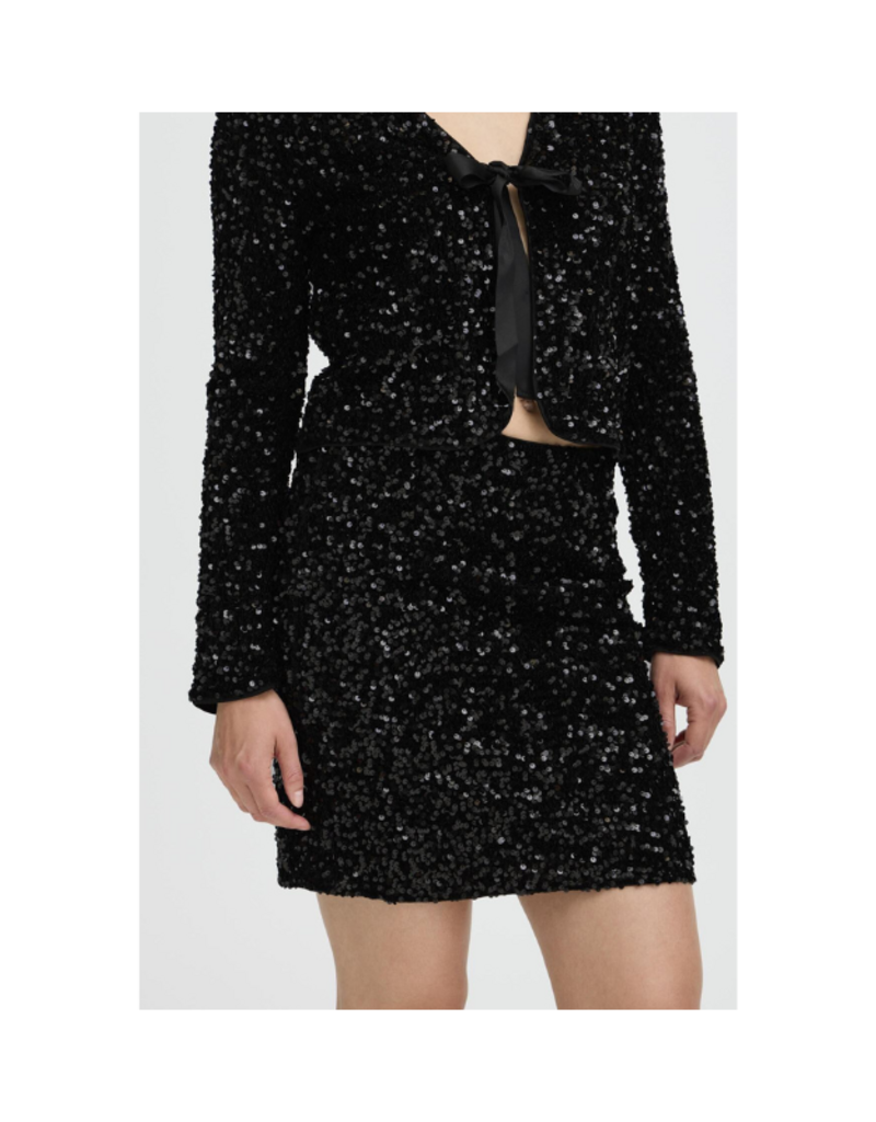 b.young Paillet Skirt in True Black Sequins by b.young