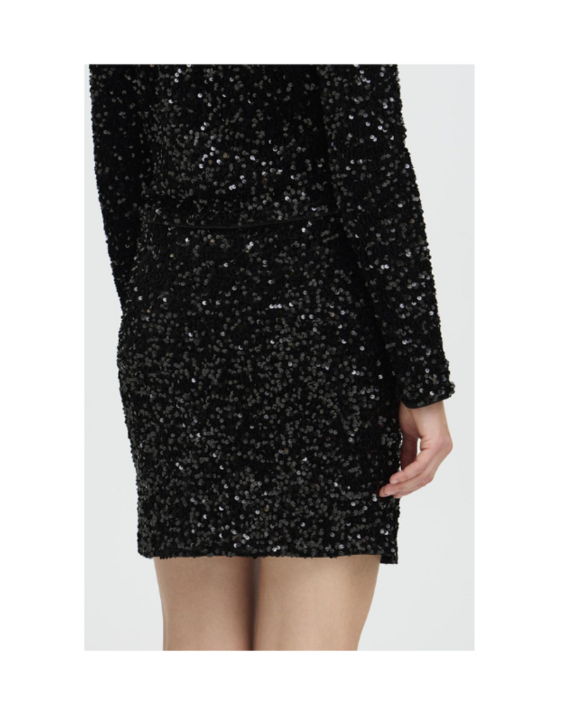 b.young Paillet Skirt in True Black Sequins by b.young