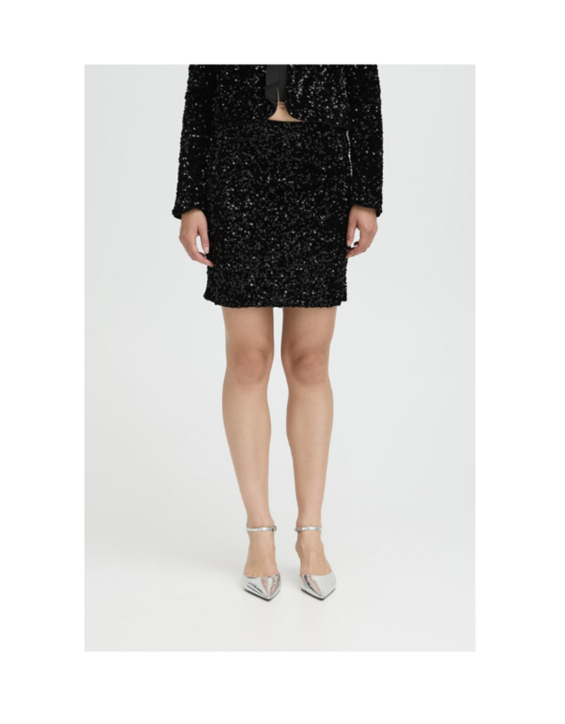 b.young Paillet Skirt in True Black Sequins by b.young