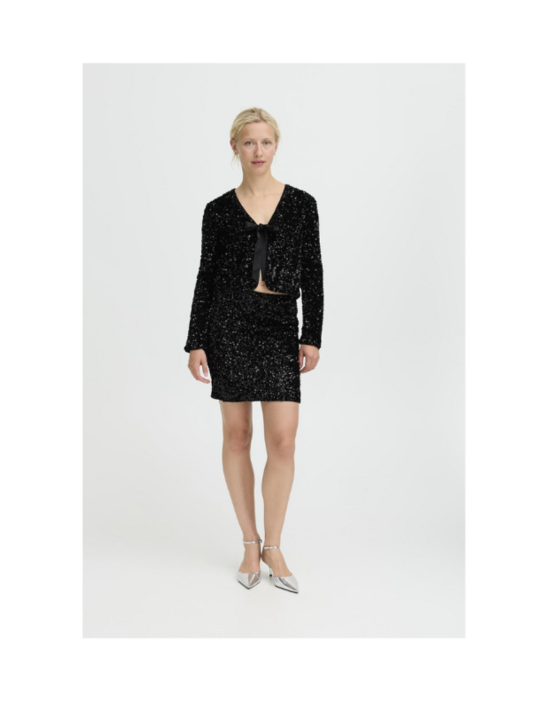 b.young Paillet Skirt in True Black Sequins by b.young