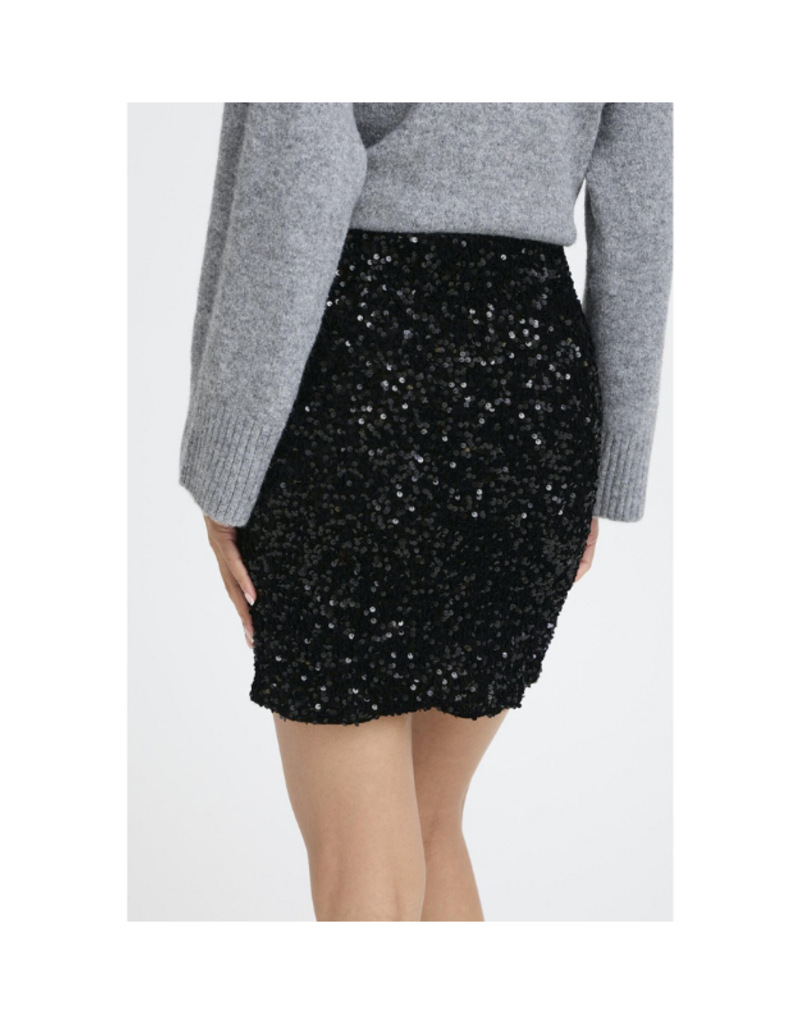 b.young Paillet Skirt in True Black Sequins by b.young