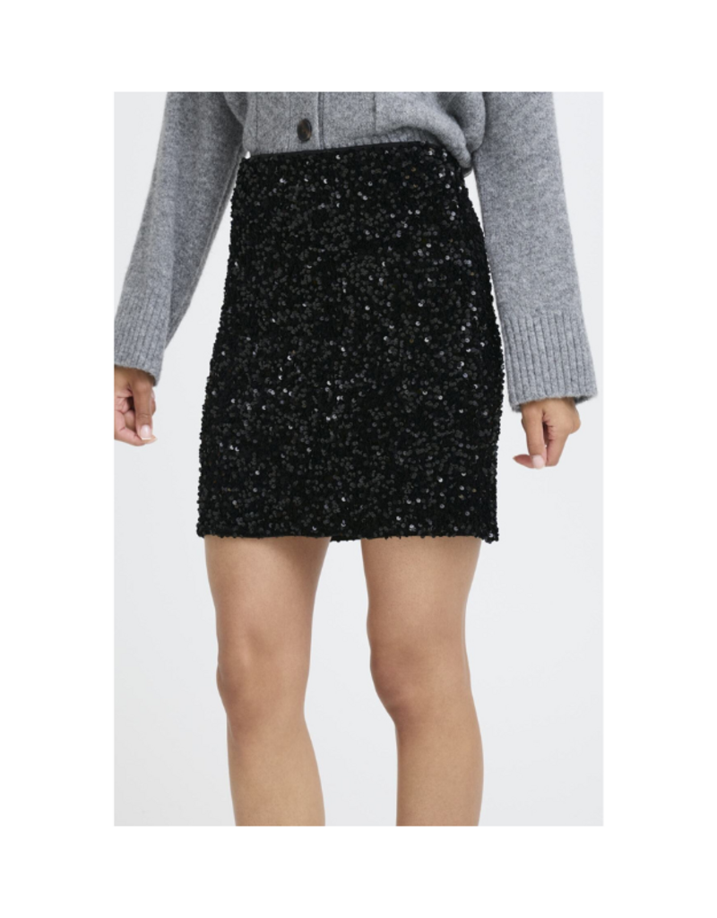 b.young Paillet Skirt in True Black Sequins by b.young