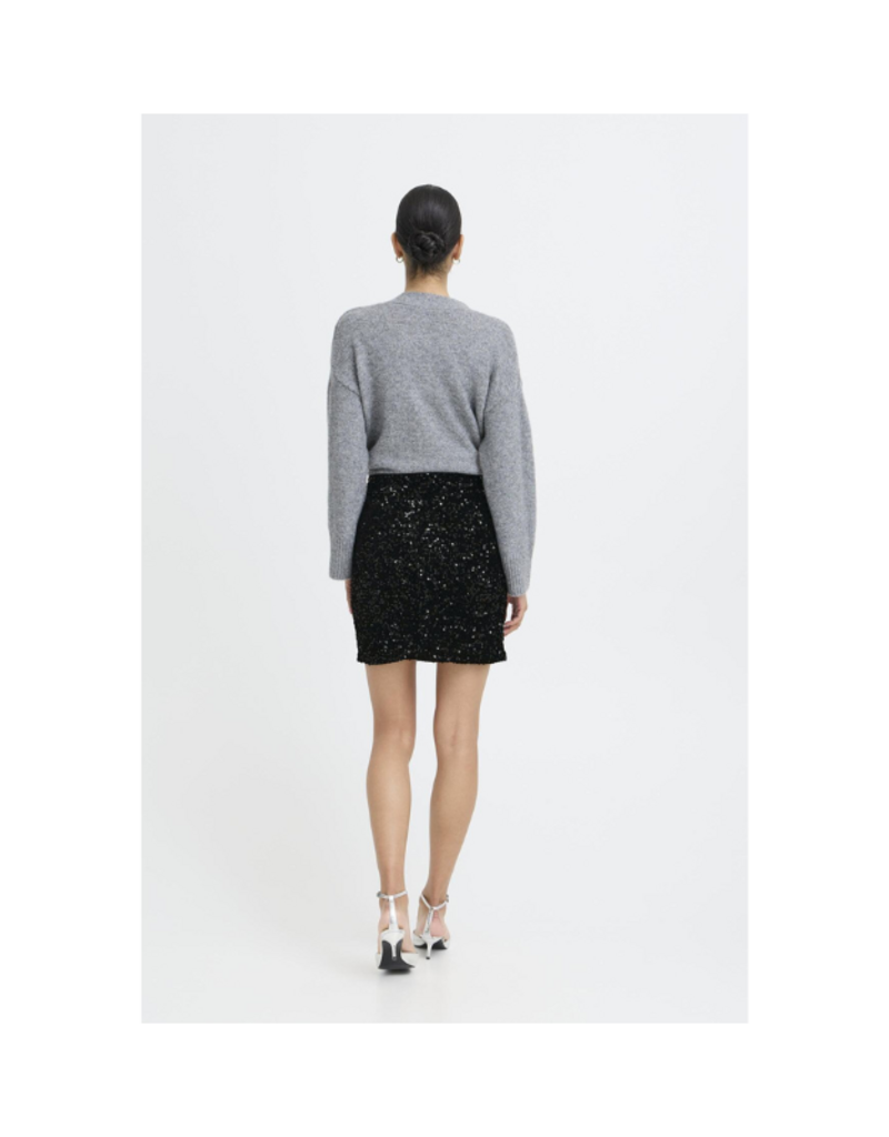 b.young Paillet Skirt in True Black Sequins by b.young