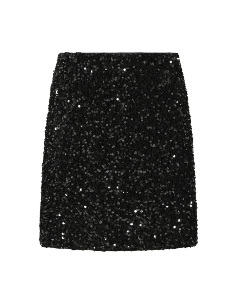 b.young Paillet Skirt in True Black Sequins by b.young