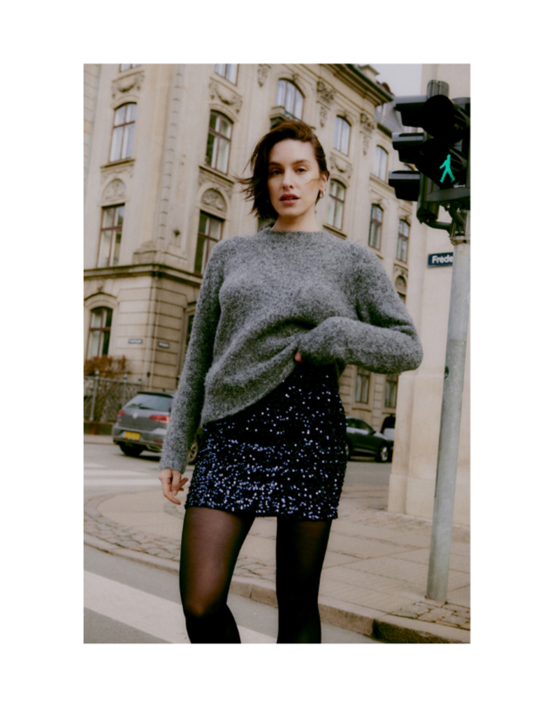 b.young Paillet Skirt in Evening Blue Sequins by b.young