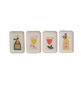 Creative Co-Op Holiday Bottles Enamel Tray