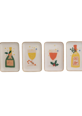 Creative Co-Op Holiday Bottles Enamel Tray
