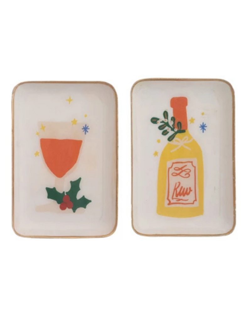 Creative Co-Op Holiday Spirits Enamel Tray