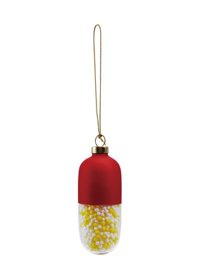 Creative Co-Op Chill Pill Glass Ornament