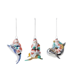 Creative Co-Op Santa Riding Sea Life Ornament