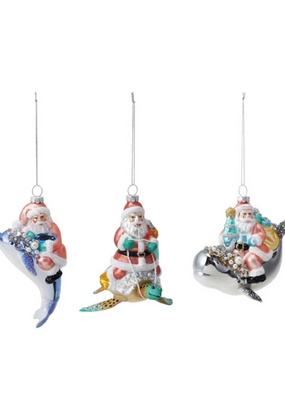 Creative Co-Op Santa Riding Sea Life Ornament