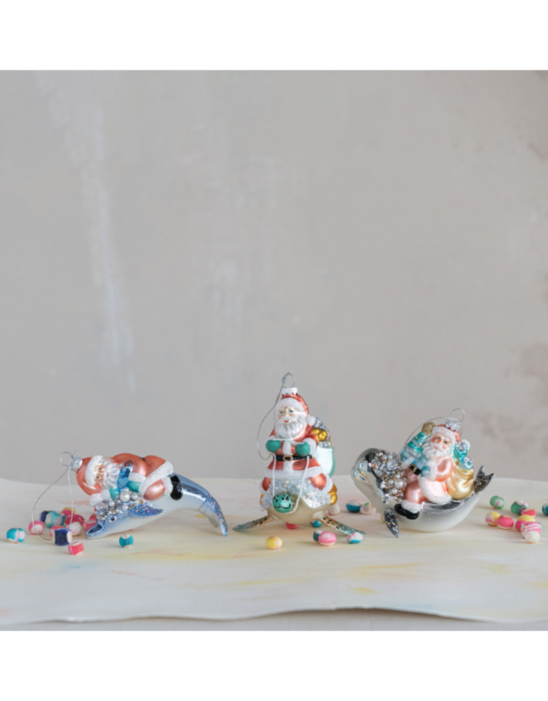 Creative Co-Op Santa Riding Sea Life Ornament