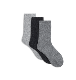Lemon Loungewear Wool Hiker Boot Charcoal Crew Socks - 3PK