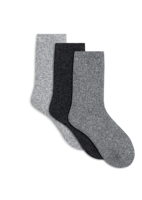 Lemon Loungewear Wool Hiker Boot Charcoal Crew Socks - 3PK