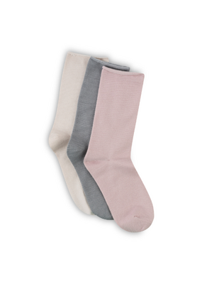 Lemon Loungewear Pillow Crew Socks in Pink - 3PK