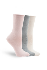 Lemon Loungewear Pillow Crew Socks in Pink - 3PK