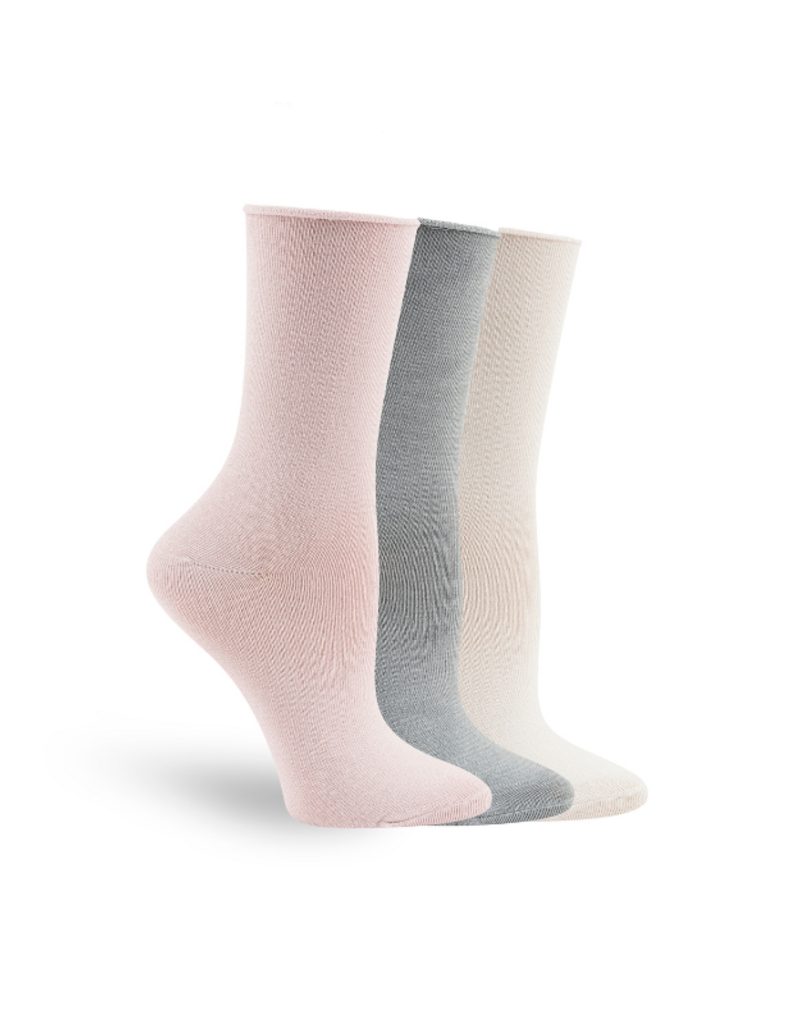Lemon Loungewear Pillow Crew Socks in Pink - 3PK