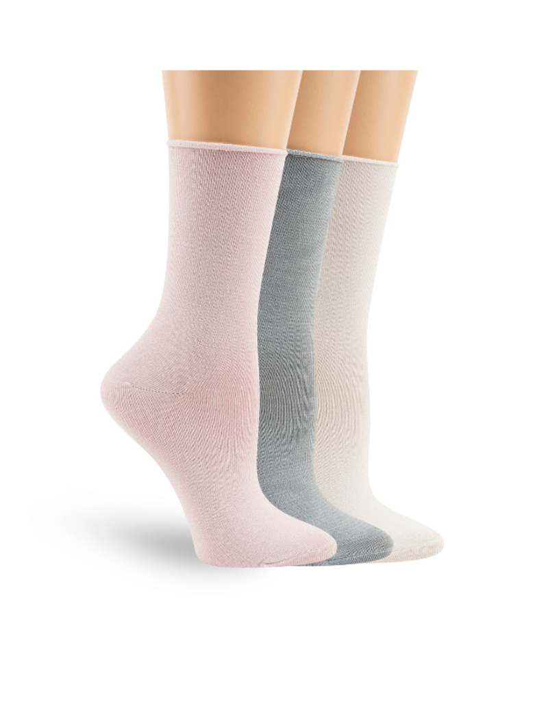 Lemon Loungewear Pillow Crew Socks in Pink - 3PK