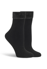 Lemon Loungewear Faux Fur Lined Shootie Booties Black - 2PK