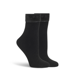 Lemon Loungewear Faux Fur Lined Shootie Booties Black - 2PK