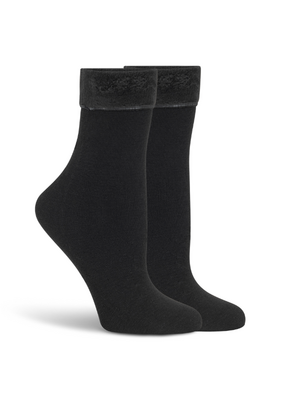 Lemon Loungewear Faux Fur Lined Shootie Booties Black - 2PK