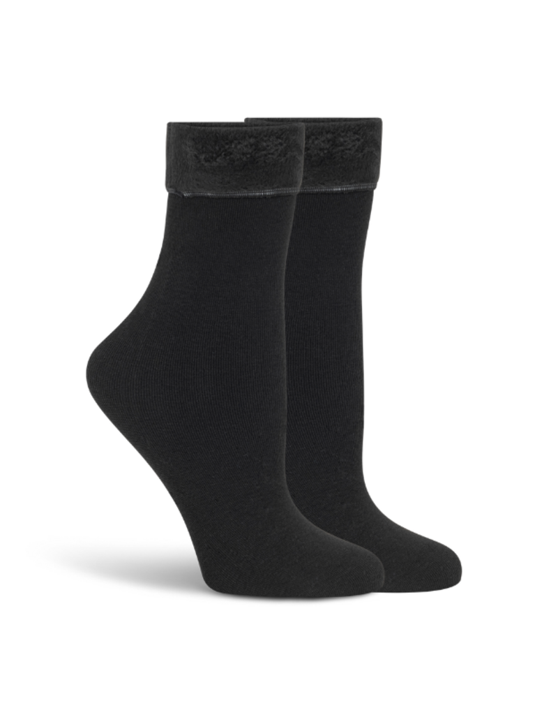 Lemon Loungewear Faux Fur Lined Shootie Booties Black - 2PK