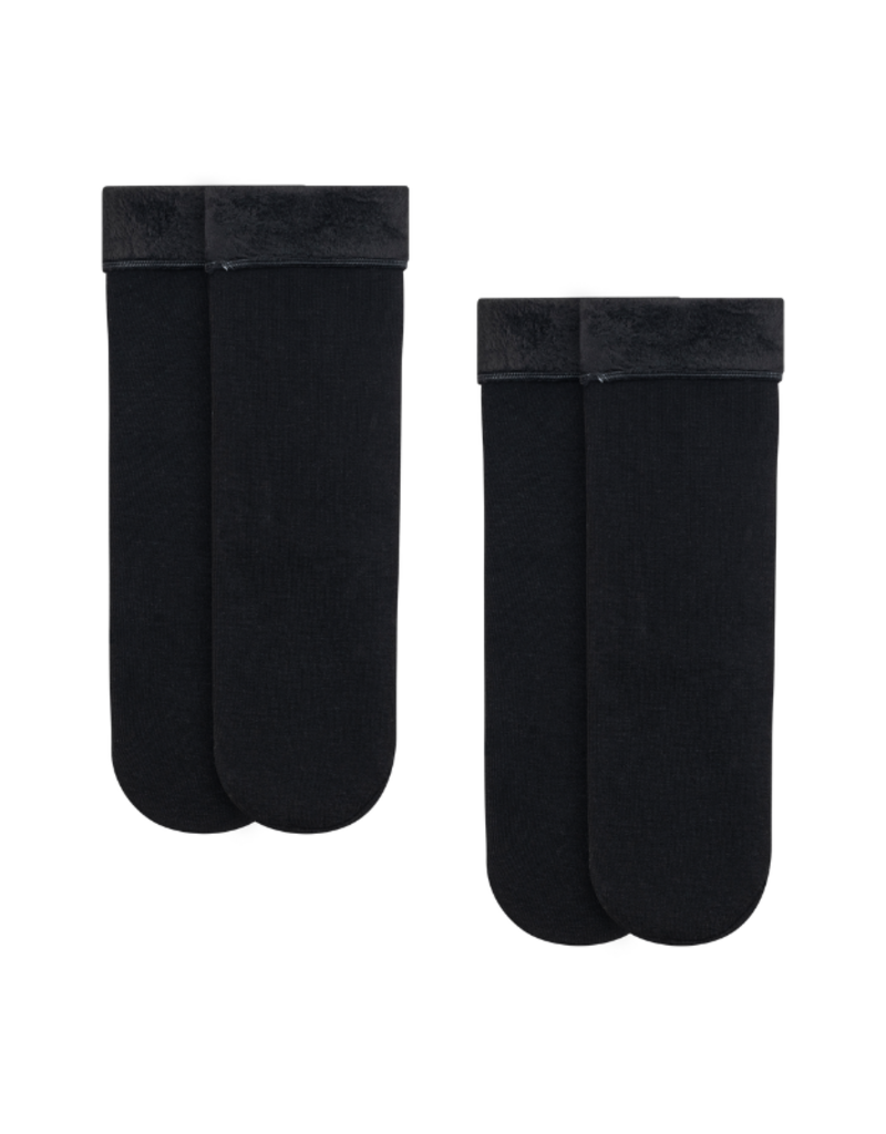 Lemon Loungewear Faux Fur Lined Shootie Booties Black - 2PK