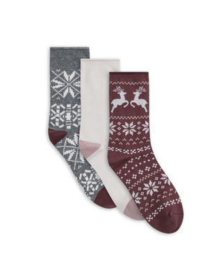 Lemon Loungewear Heather Soft Crew Socks in Brown - 3PK