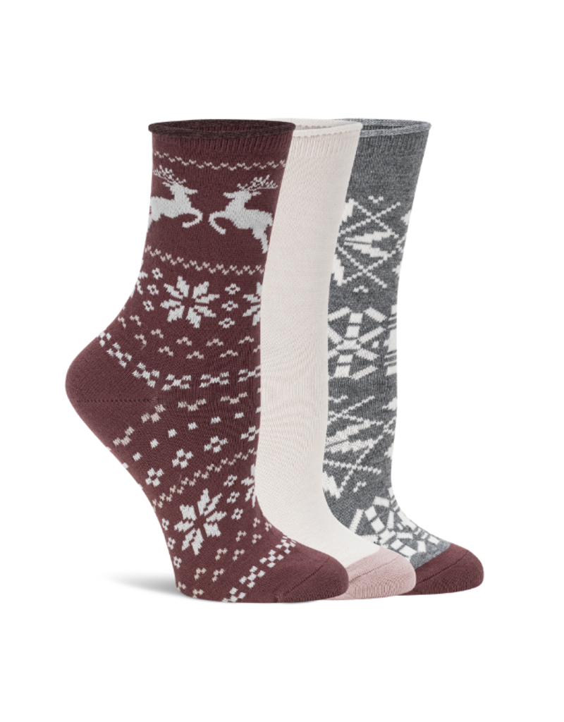 Lemon Loungewear Heather Soft Crew Socks in Brown - 3PK