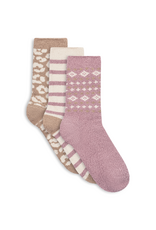 Lemon Loungewear Tootsie Roll Crew Socks Tan - 3PK