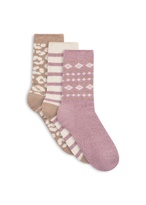 Lemon Loungewear Tootsie Roll Crew Socks Tan - 3PK