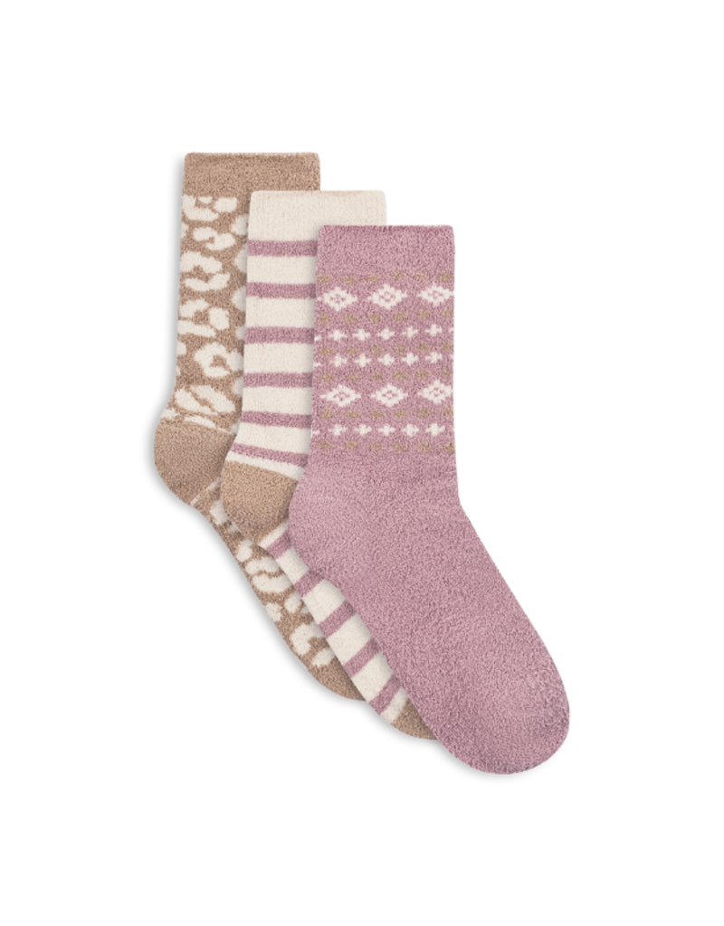 Lemon Loungewear Tootsie Roll Crew Socks Tan - 3PK