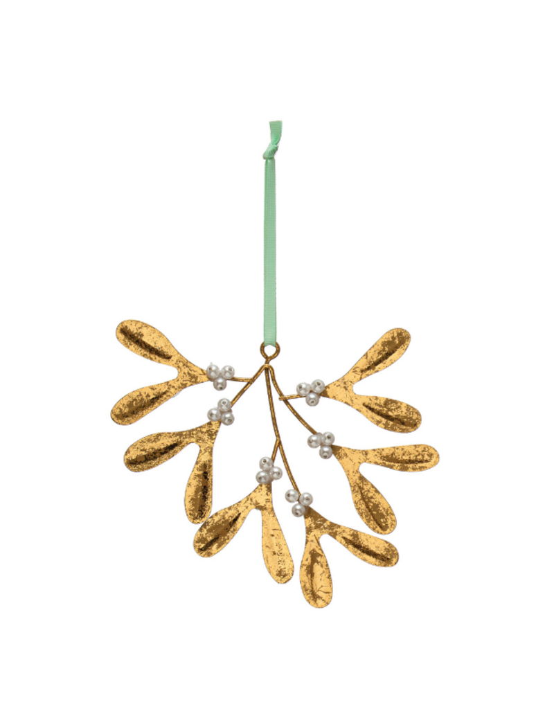 Creative Co-Op Metal Mistletoe with Glass Beads Ornament