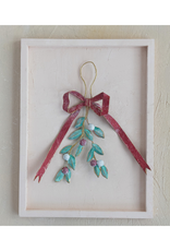 Creative Co-Op Metal Mistletoe with Red Ribbon Detail
