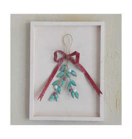 Creative Co-Op Metal Mistletoe with Red Ribbon Detail
