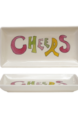 Creative Co-Op Stoneware "Cheers" Dish