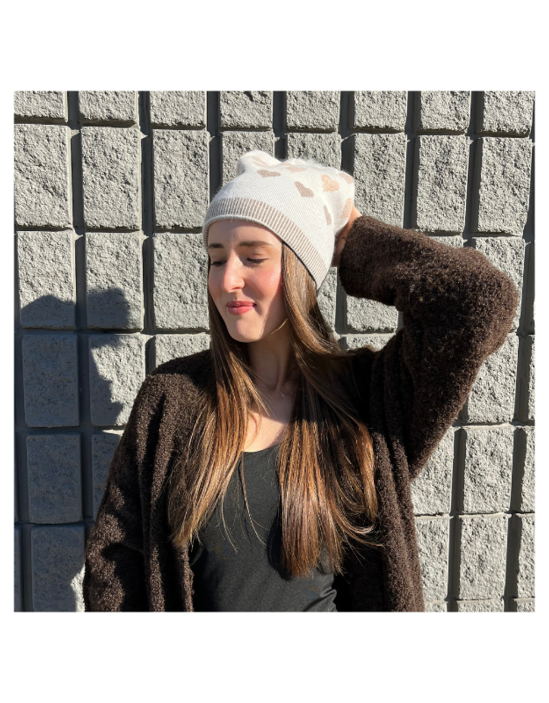 PNYC Lauren Heart Toque in White & Mocha by PNYC