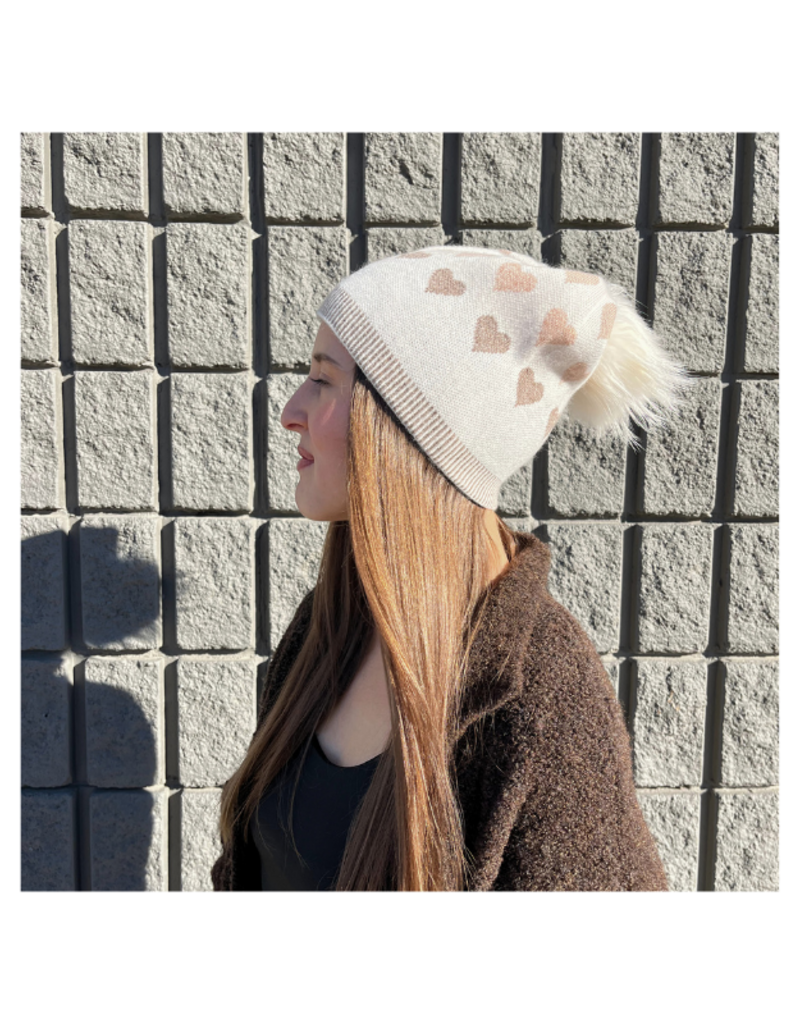 PNYC Lauren Heart Toque in White & Mocha by PNYC