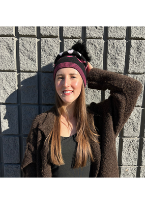 PNYC Lauren Heart Toque in Black & Pink by PNYC
