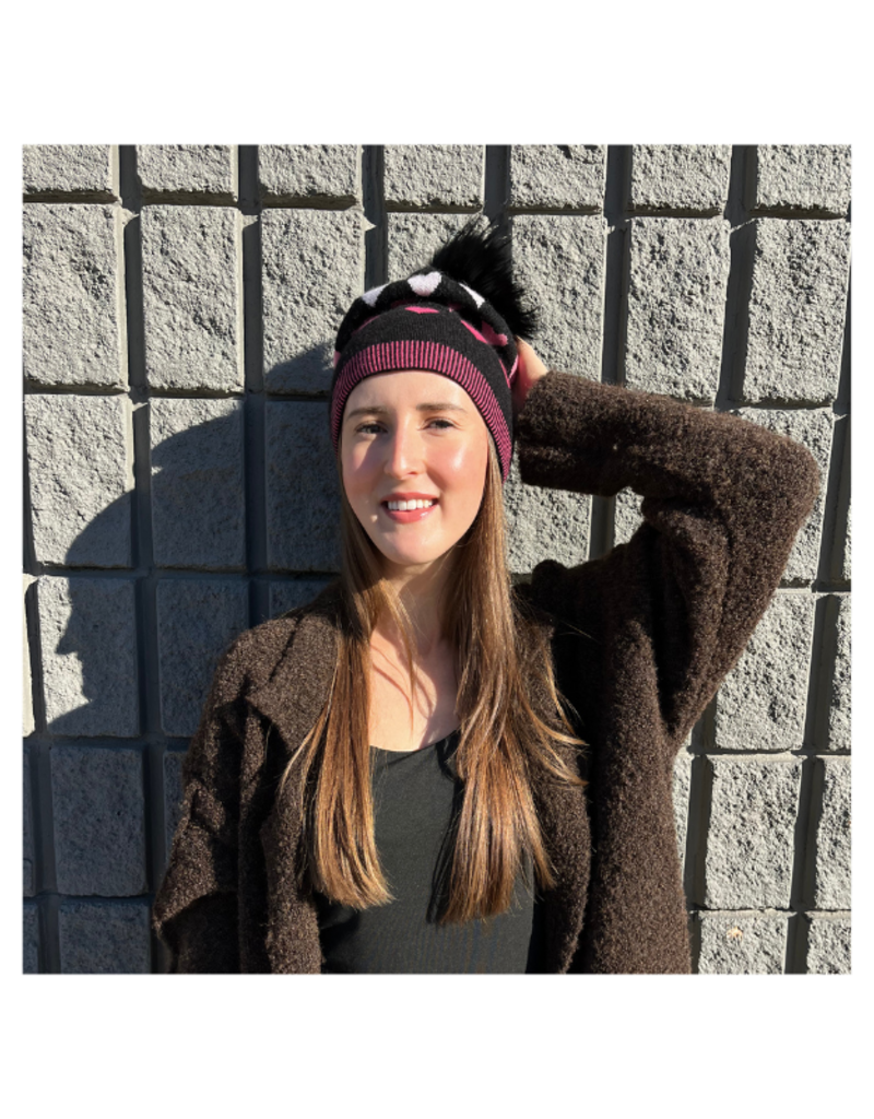 PNYC Lauren Heart Toque in Black & Pink by PNYC