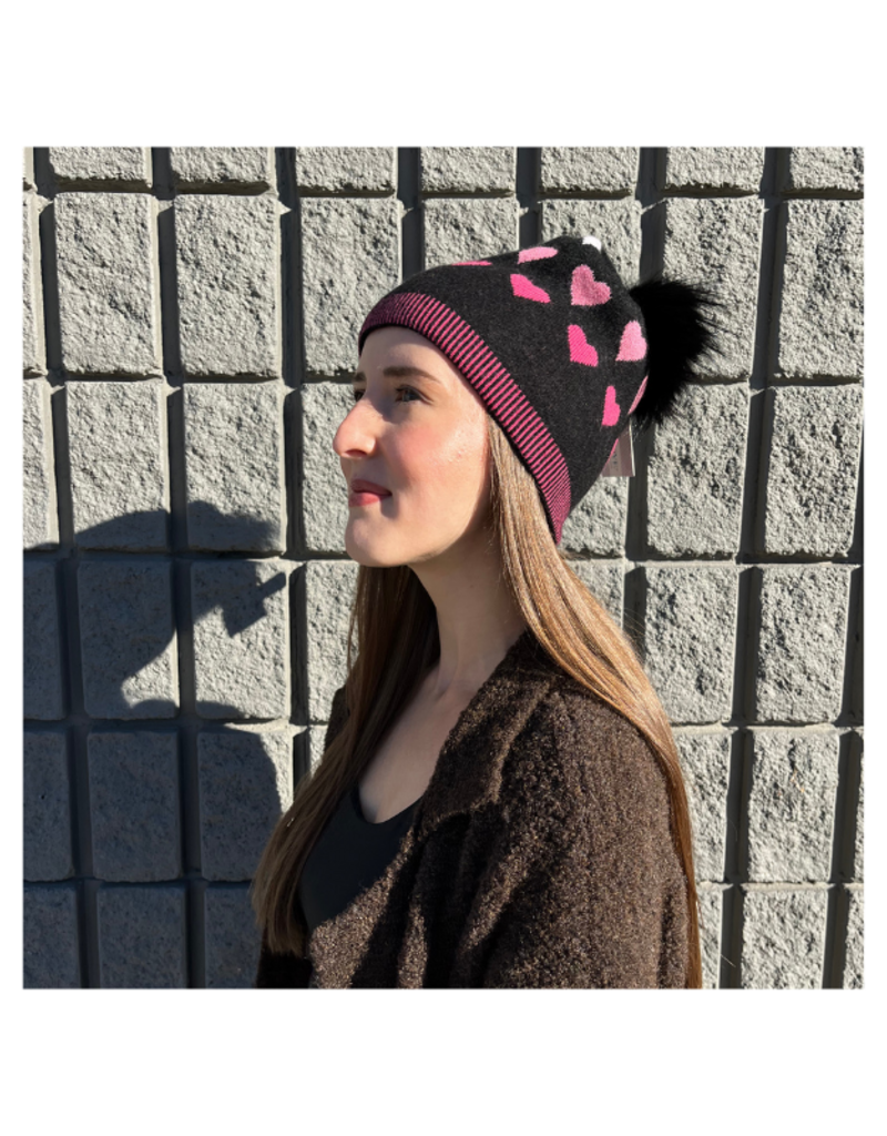 PNYC Lauren Heart Toque in Black & Pink by PNYC
