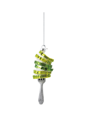 Creative Co-Op Pickles on Fork Glass Ornament