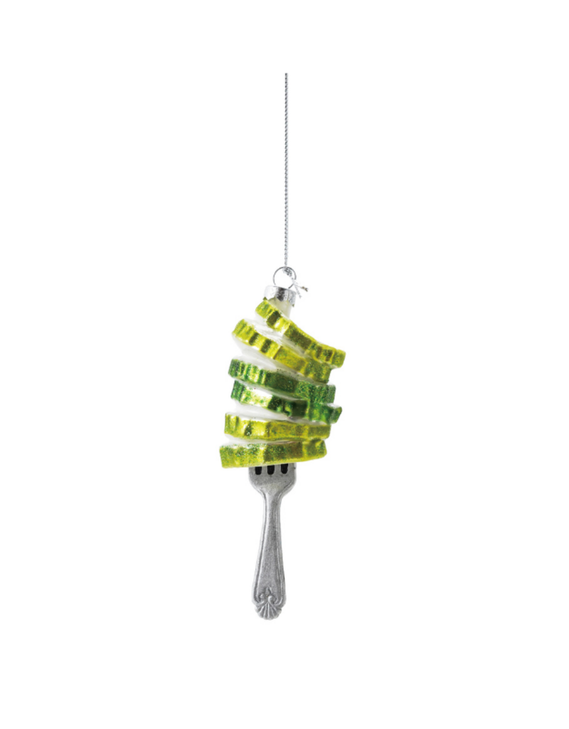Creative Co-Op Pickles on Fork Glass Ornament