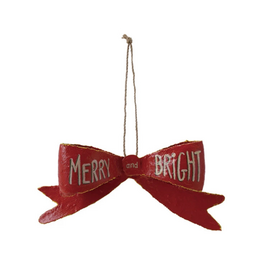 Creative Co-Op Merry & Bright Bow Ornament
