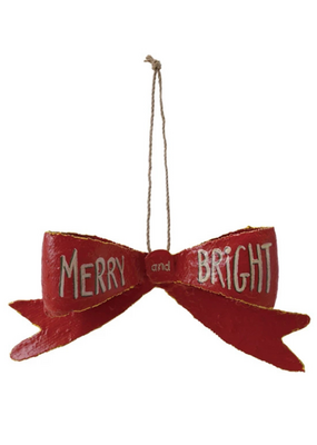 Creative Co-Op Merry & Bright Bow Ornament
