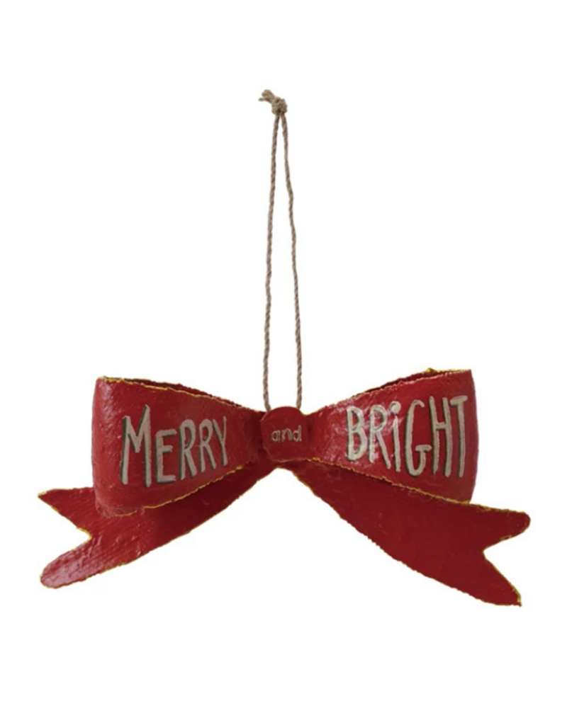 Creative Co-Op Merry & Bright Bow Ornament