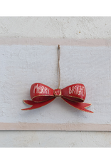 Creative Co-Op Merry & Bright Bow Ornament
