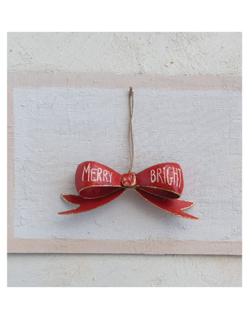Creative Co-Op Merry & Bright Bow Ornament