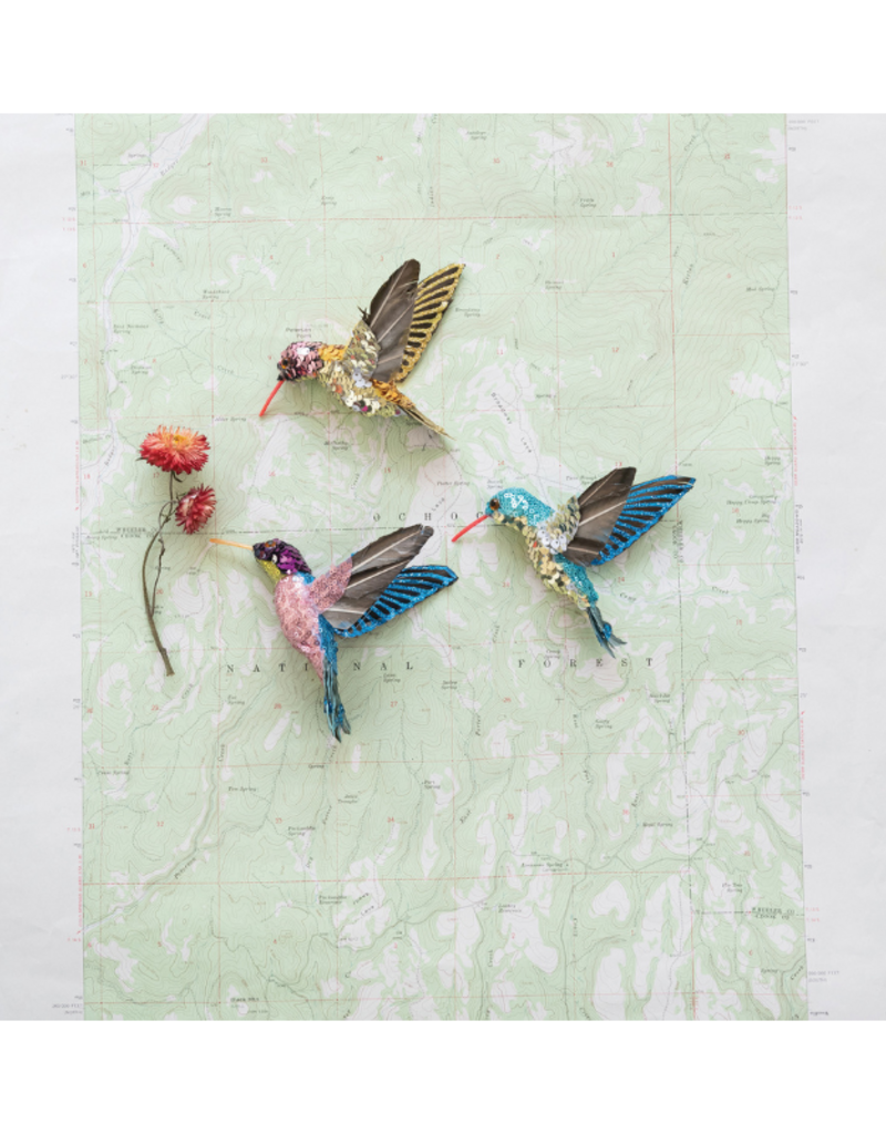 Creative Co-Op Sequin Hummingbird Ornament Assorted